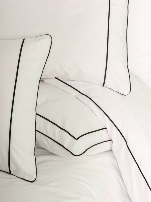 L'essentiel linge de maison Mahur Juego de funda de edredón doble blanco y negro